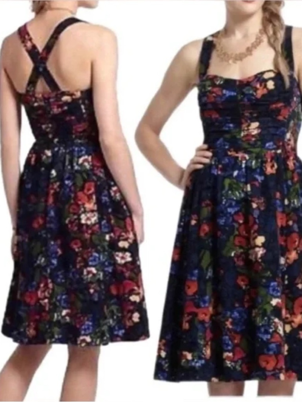44. Anthropology Size 8 Nwot Corderoy Floral Dress - Picture 4 of 4